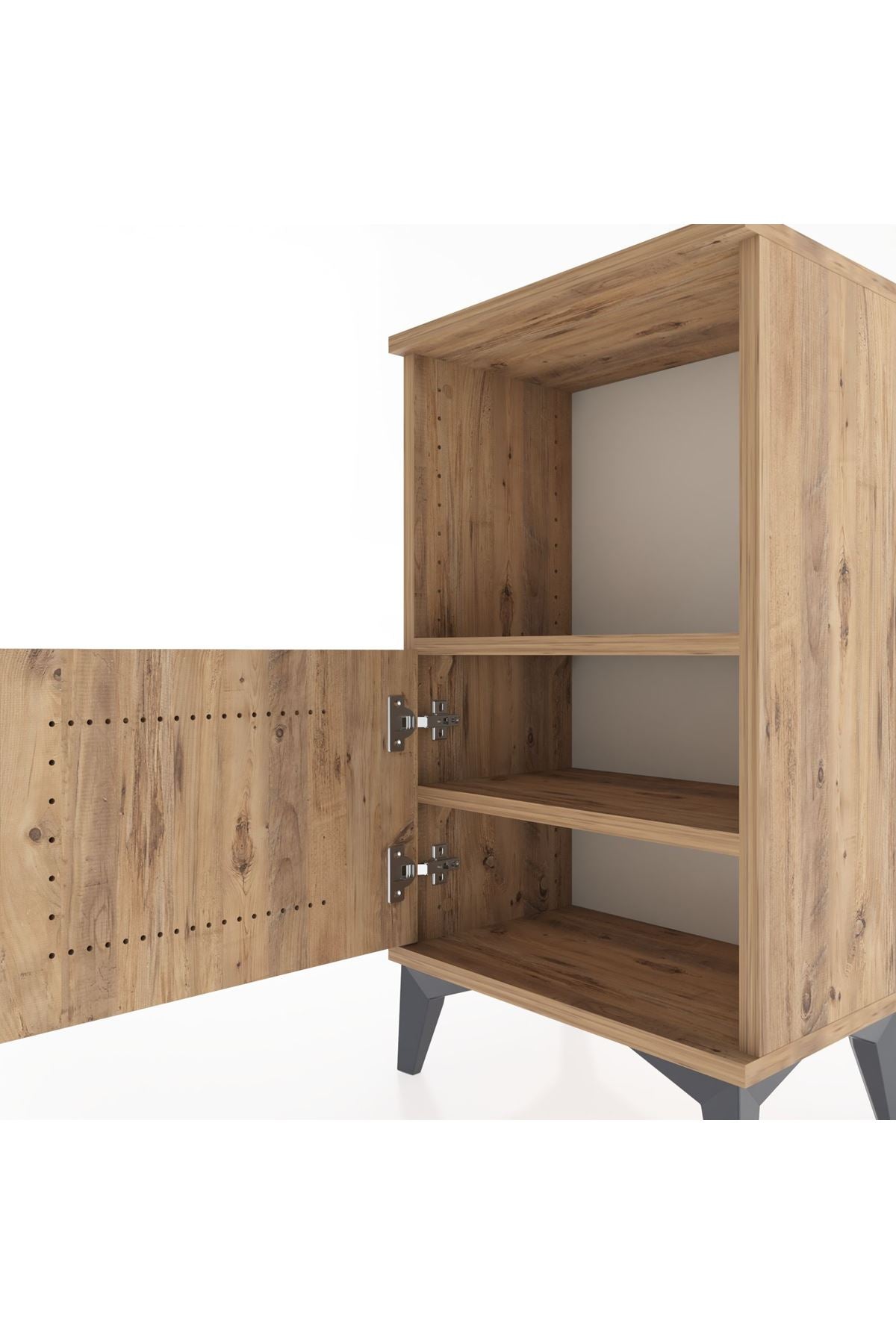 Arges Komodin 2 Raflı Tek Kapaklı 44x30x80 Çam-Çam