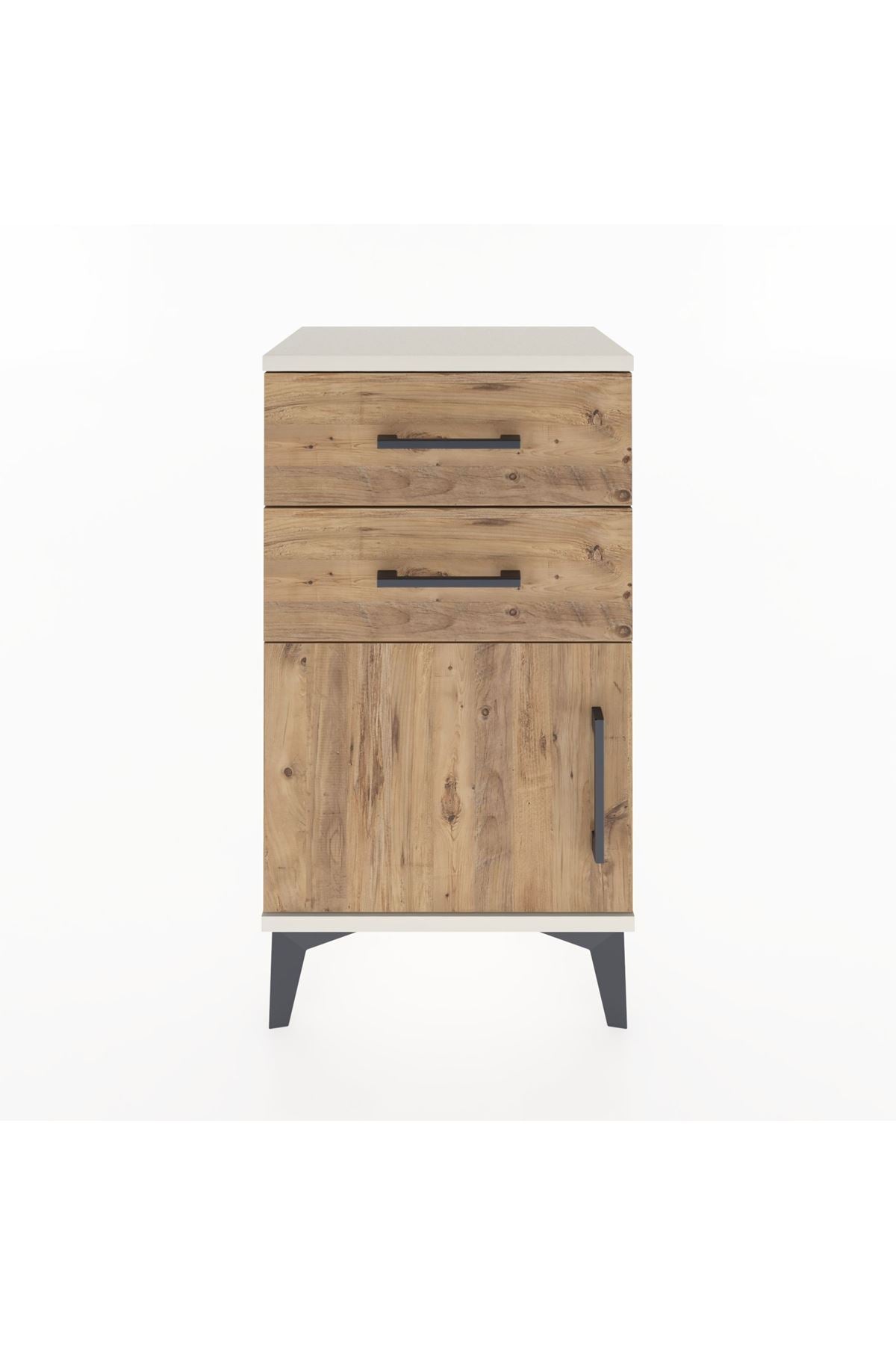 Arges Komodin Tek Raflı 2 Çekmeceli Tek Kapaklı 44x30x80 Aytaşı-Çam