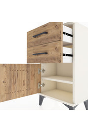Arges Komodin Tek Raflı 2 Çekmeceli Tek Kapaklı 44x30x80 Aytaşı-Çam