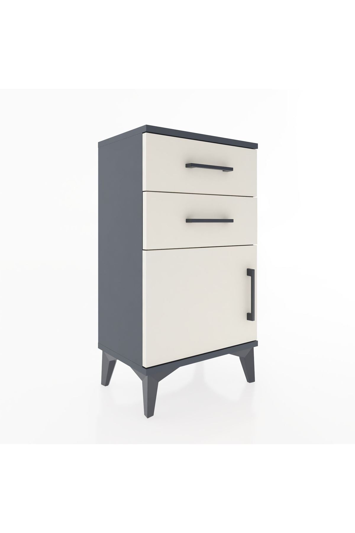 Arges Komodin Tek Raflı 2 Çekmeceli Tek Kapaklı 44x30x80 Antrasit-Aytaşı