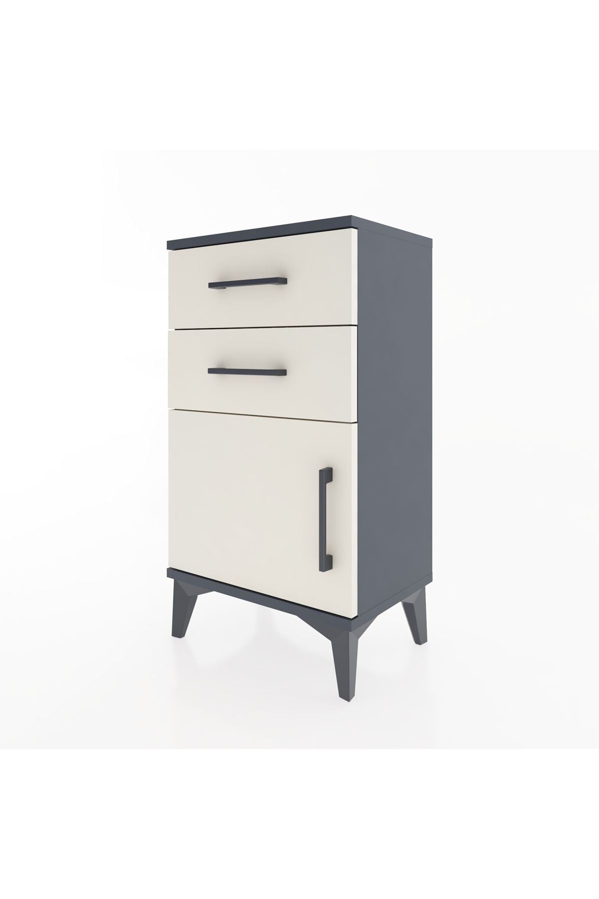 Arges Komodin Tek Raflı 2 Çekmeceli Tek Kapaklı 44x30x80 Antrasit-Aytaşı