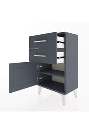 Arges Komodin Tek Raflı 2 Çekmeceli Tek Kapaklı 44x30x80 Antrasit-Antrasit