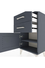 Arges Komodin Tek Raflı 2 Çekmeceli Tek Kapaklı 44x30x80 Antrasit-Antrasit