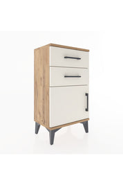 Arges Komodin Tek Raflı 2 Çekmeceli Tek Kapaklı 44x30x80 Çam-Aytaşı