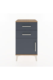 Arges Komodin Tek Raflı 2 Çekmeceli Tek Kapaklı 44x30x80 Çam-Antrasit