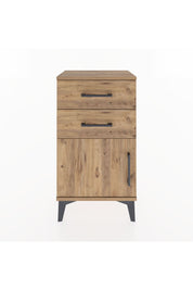 Arges Komodin Tek Raflı 2 Çekmeceli Tek Kapaklı 44x30x80 Çam-Çam