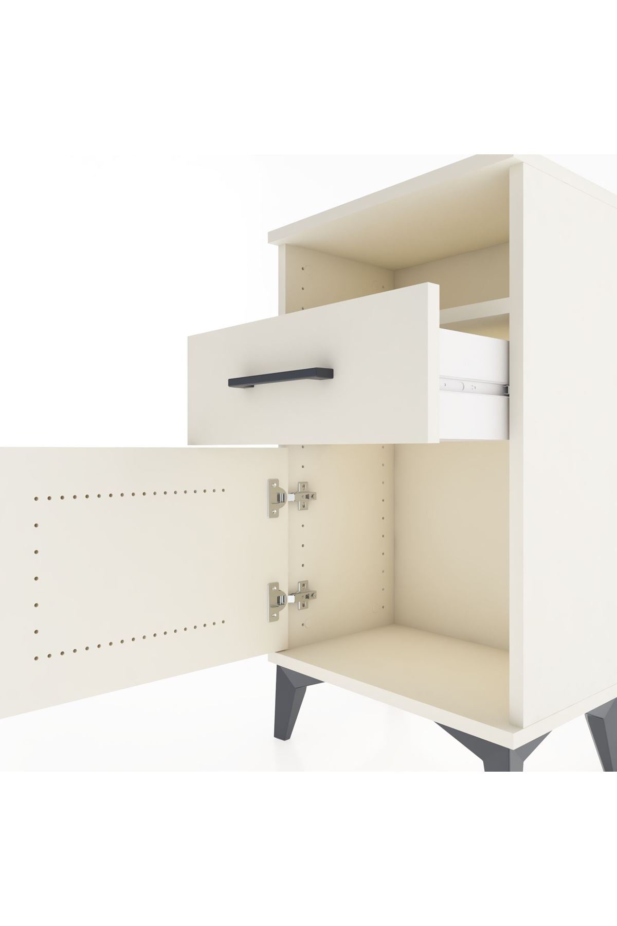 Arges Komodin 2 Raflı Tek Çekmeceli Tek Kapaklı 44x30x80 Aytaşı-Aytaşı