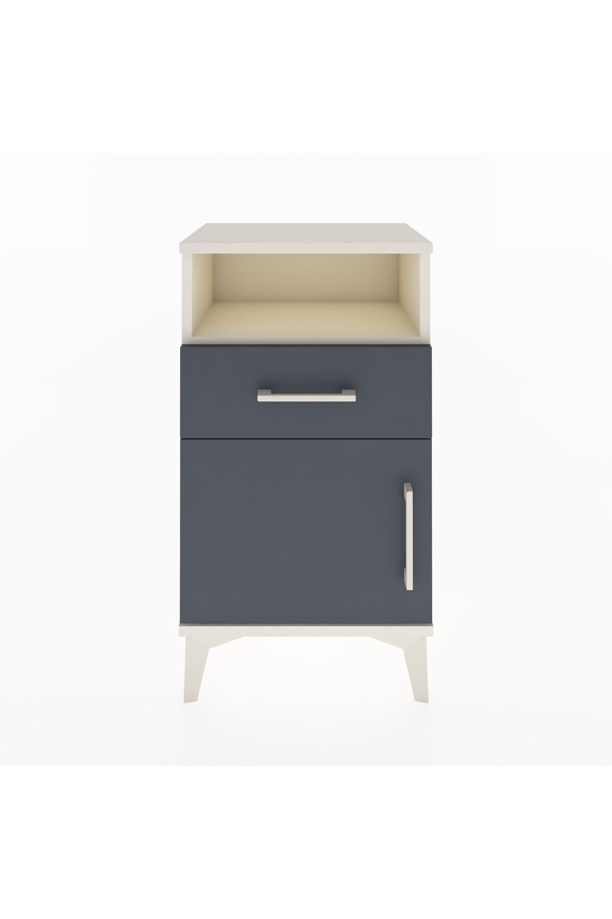 Arges Komodin 2 Raflı Tek Çekmeceli Tek Kapaklı 44x30x80 Aytaşı-Antrasit