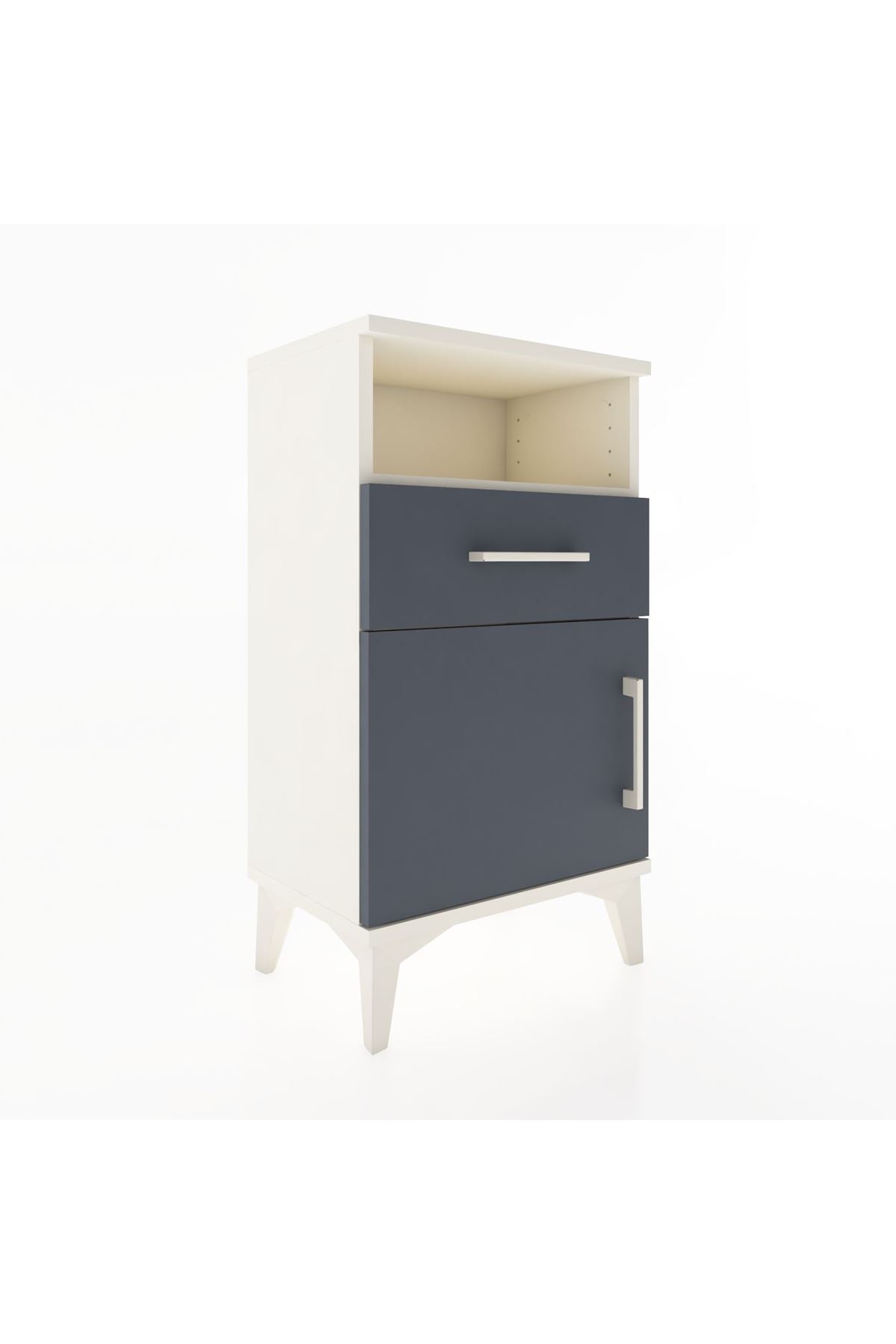 Arges Komodin 2 Raflı Tek Çekmeceli Tek Kapaklı 44x30x80 Aytaşı-Antrasit