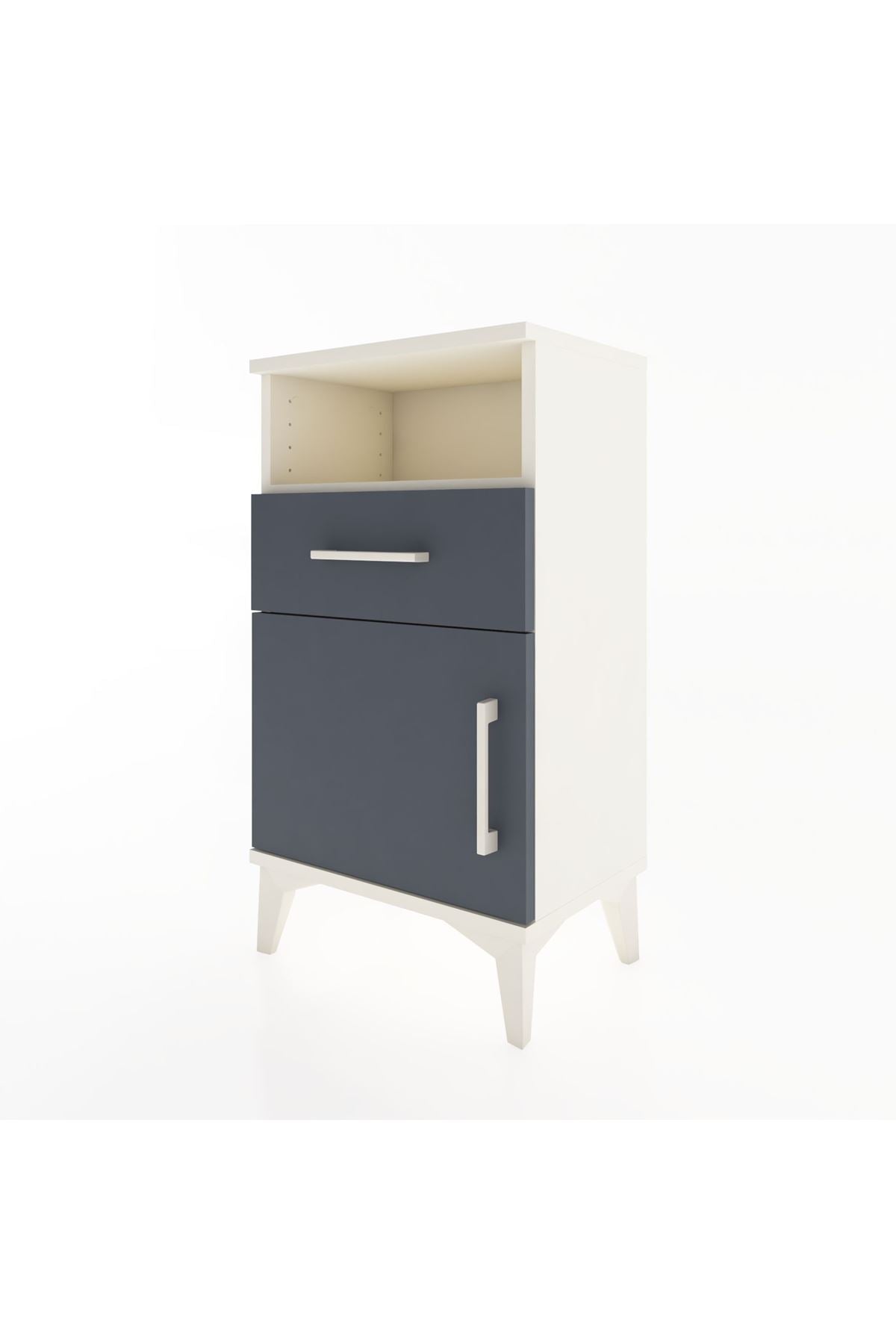 Arges Komodin 2 Raflı Tek Çekmeceli Tek Kapaklı 44x30x80 Aytaşı-Antrasit