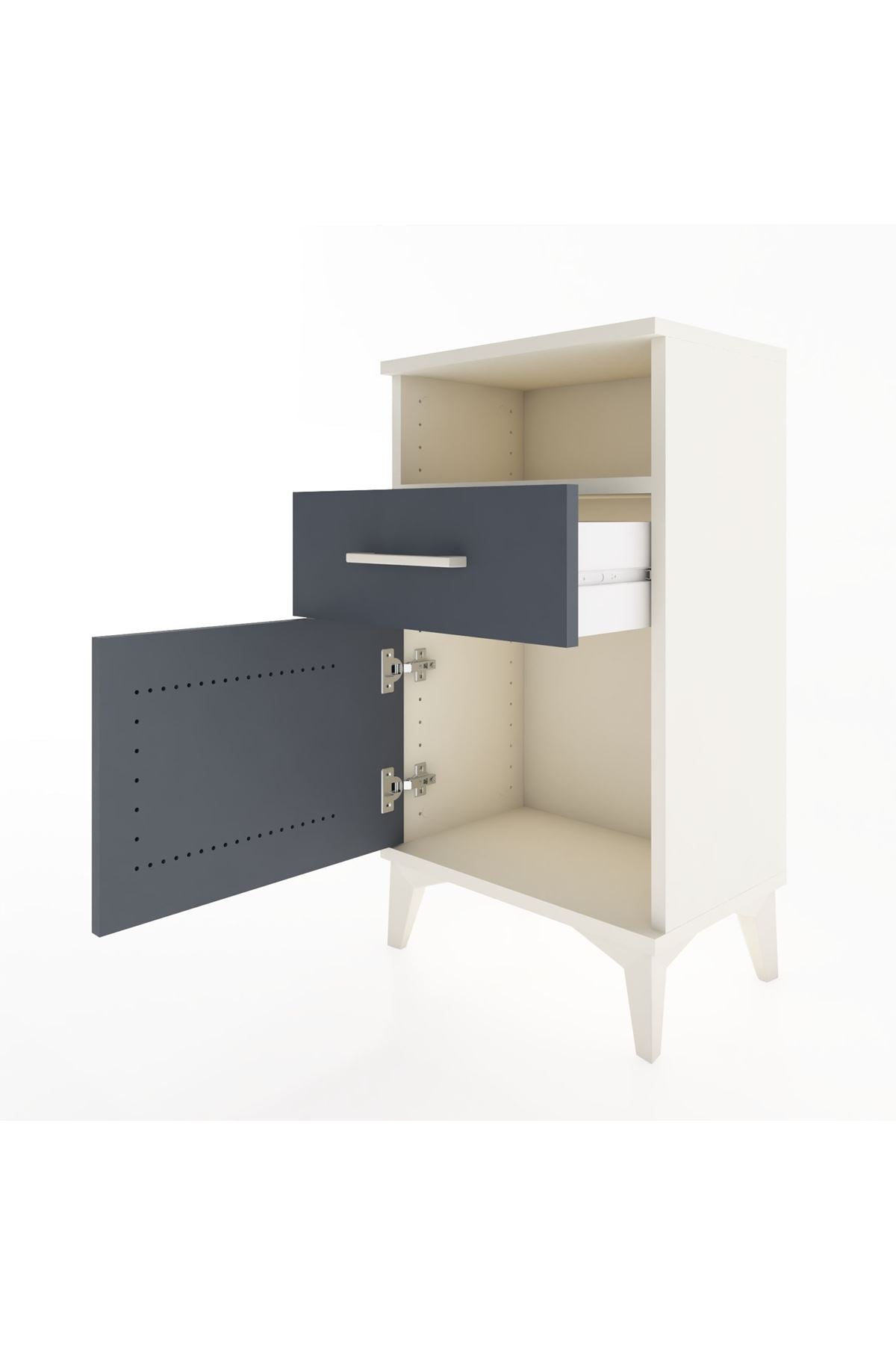 Arges Komodin 2 Raflı Tek Çekmeceli Tek Kapaklı 44x30x80 Aytaşı-Antrasit