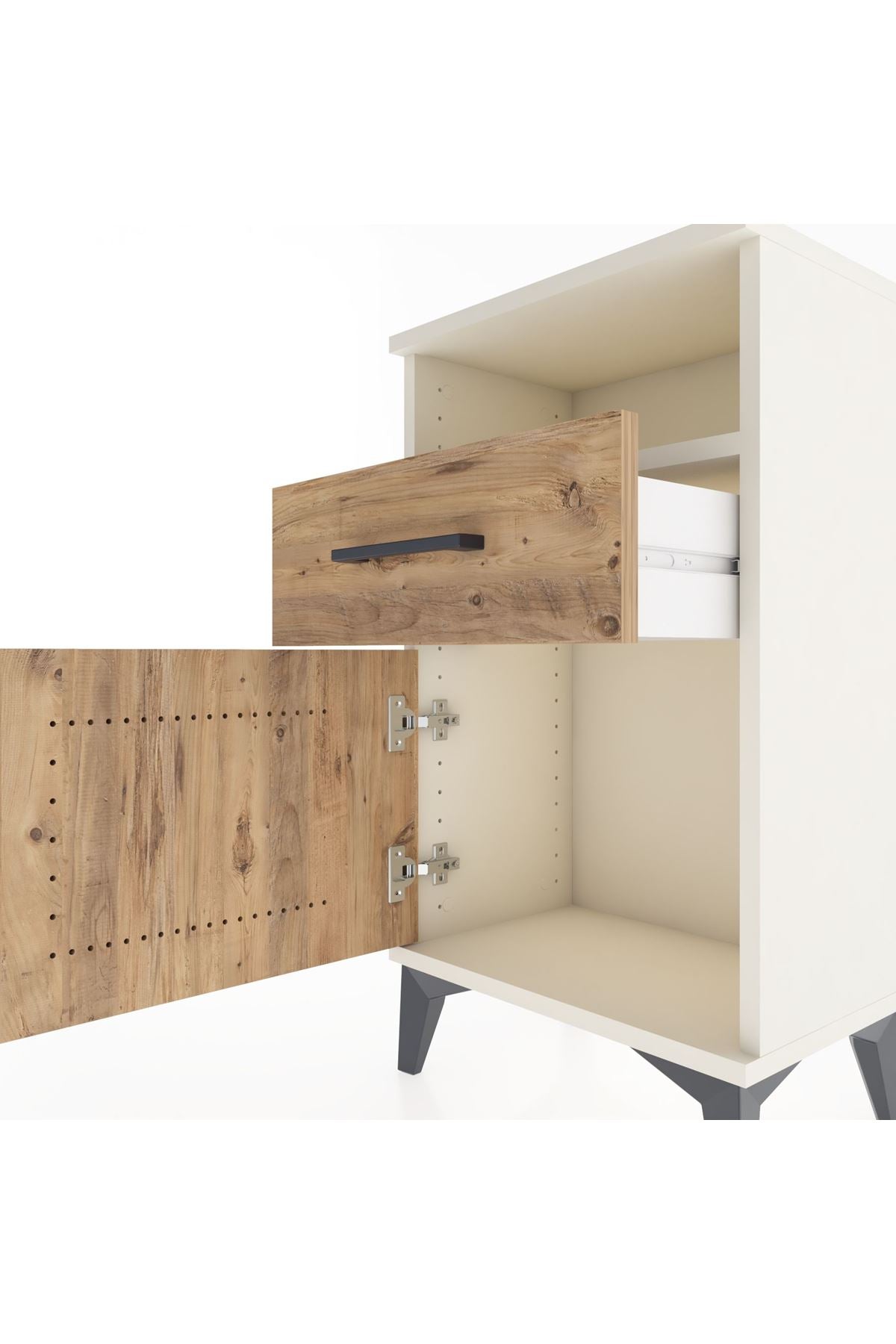 Arges Komodin 2 Raflı Tek Çekmeceli Tek Kapaklı 44x30x80 Aytaşı-Çam