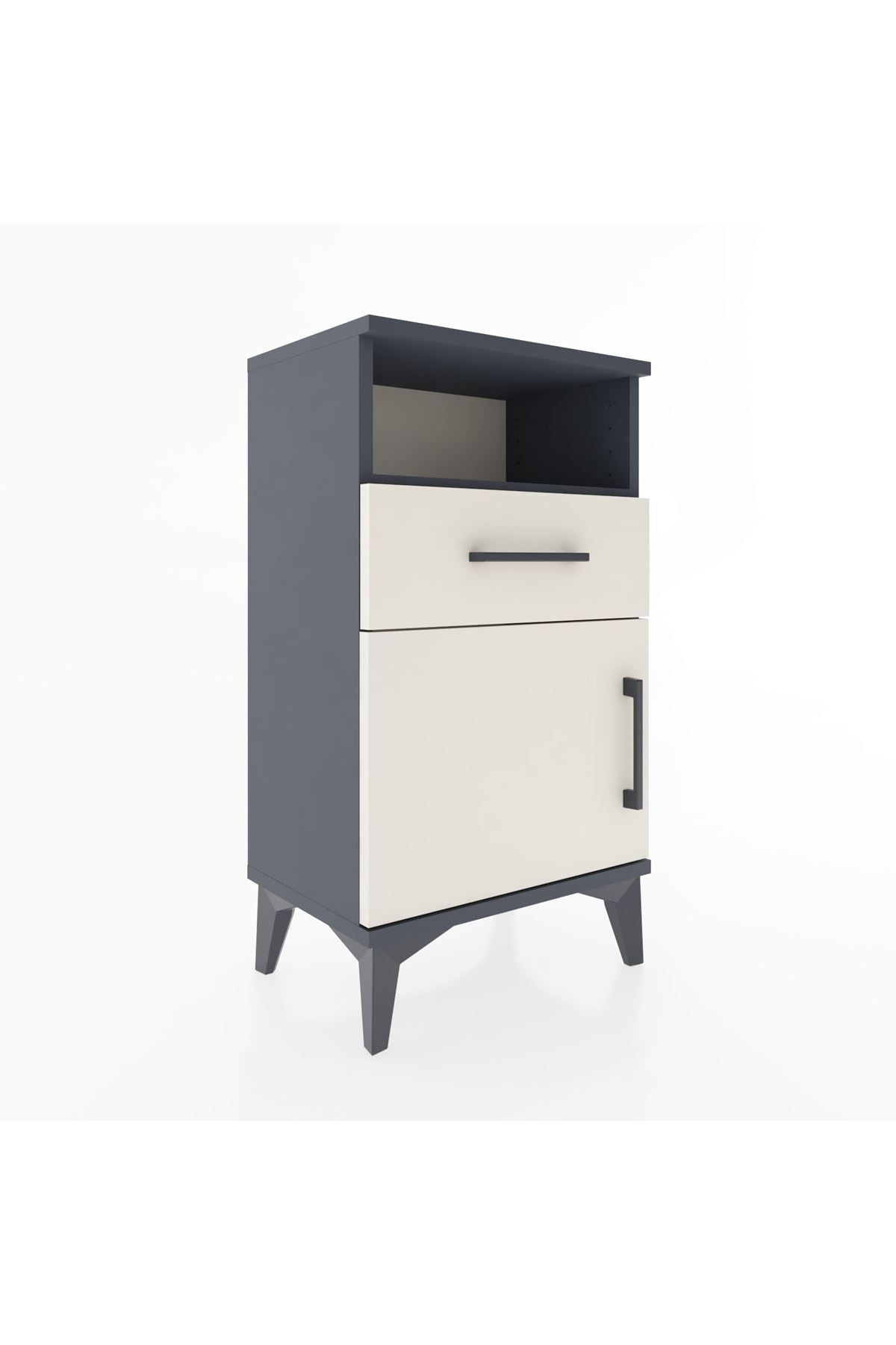 Arges Komodin 2 Raflı Tek Çekmeceli Tek Kapaklı 44x30x80 Antrasit-Aytaşı