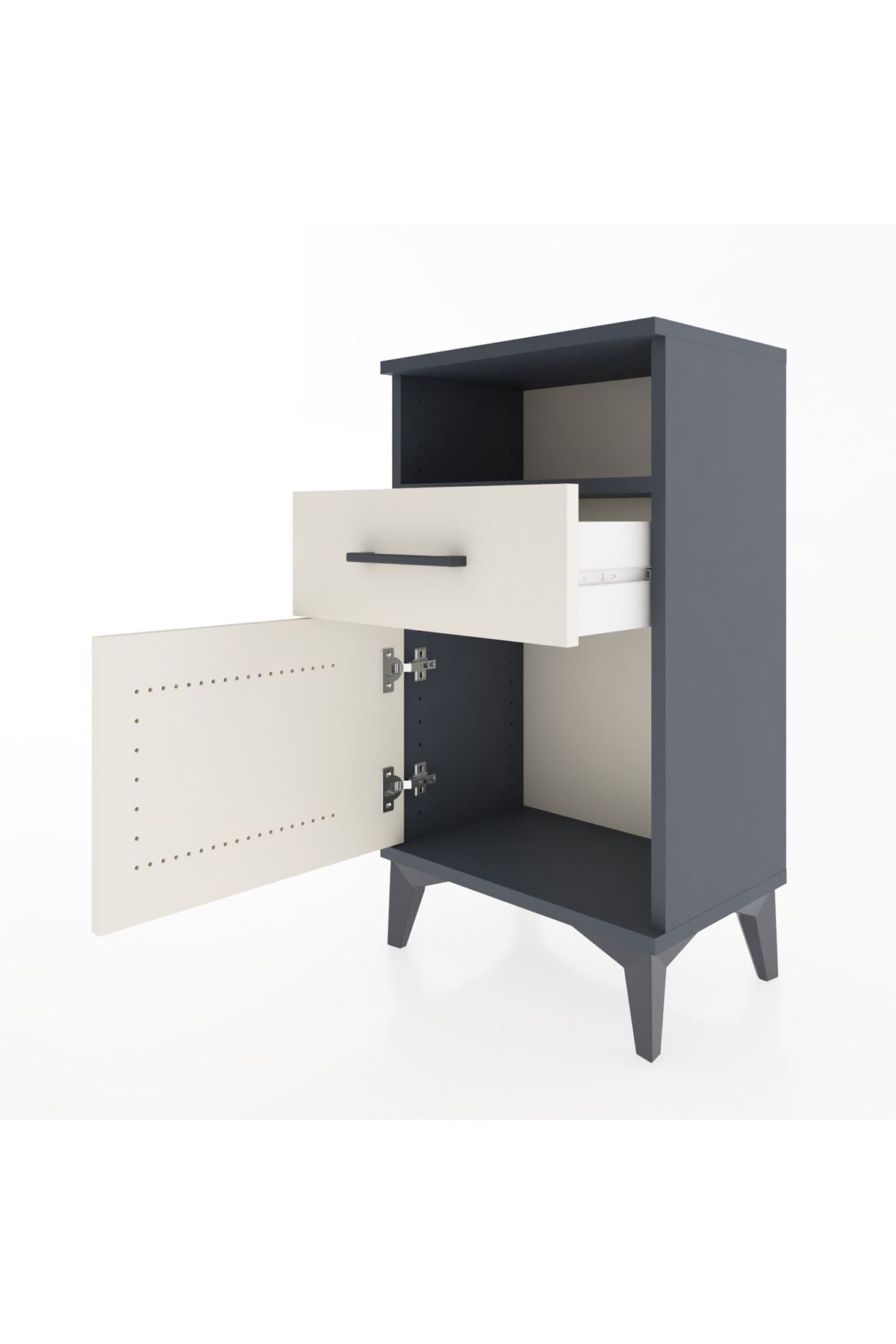 Arges Komodin 2 Raflı Tek Çekmeceli Tek Kapaklı 44x30x80 Antrasit-Aytaşı