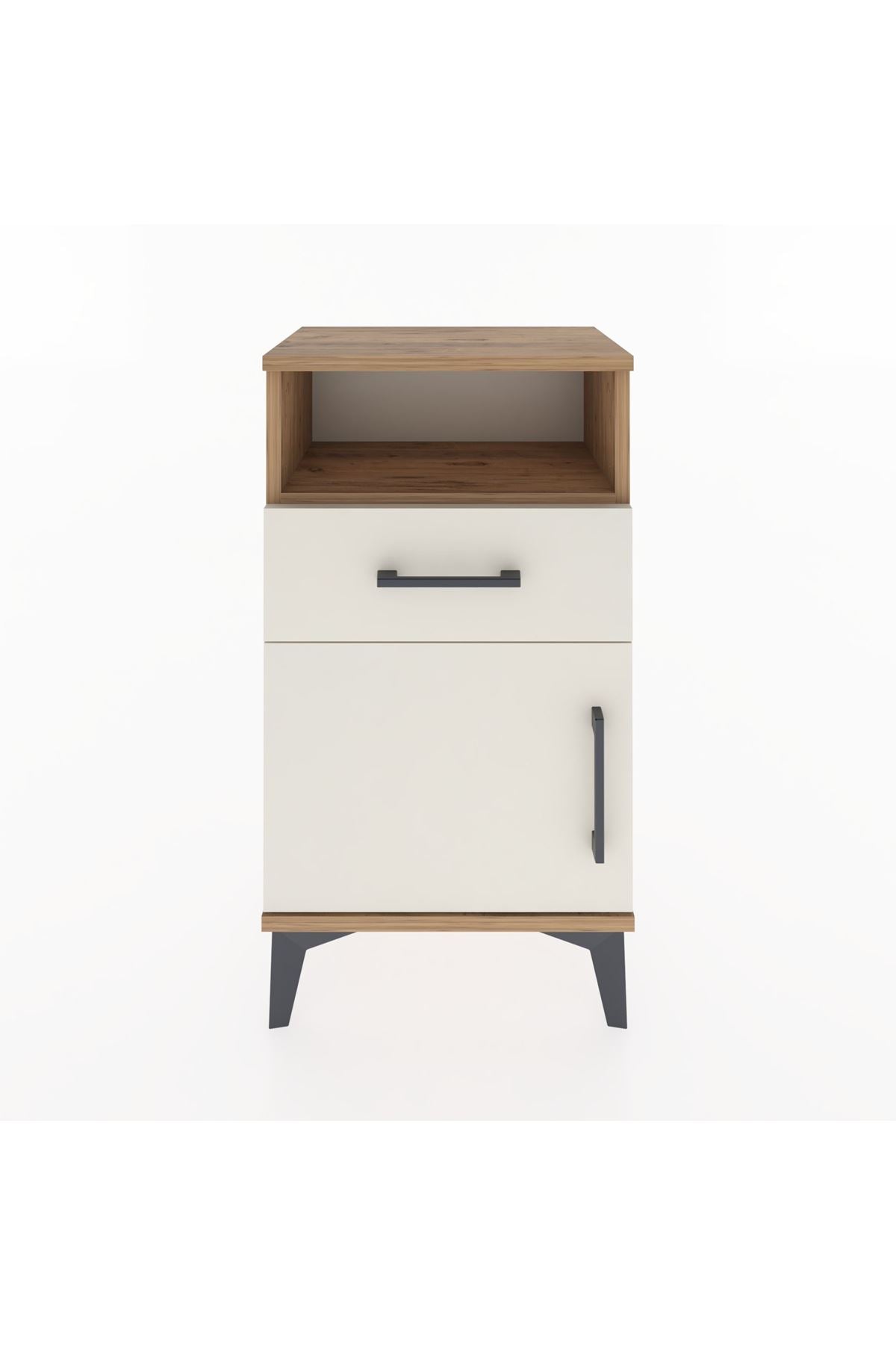 Arges Komodin 2 Raflı Tek Çekmeceli Tek Kapaklı 44x30x80 Çam-Aytaşı