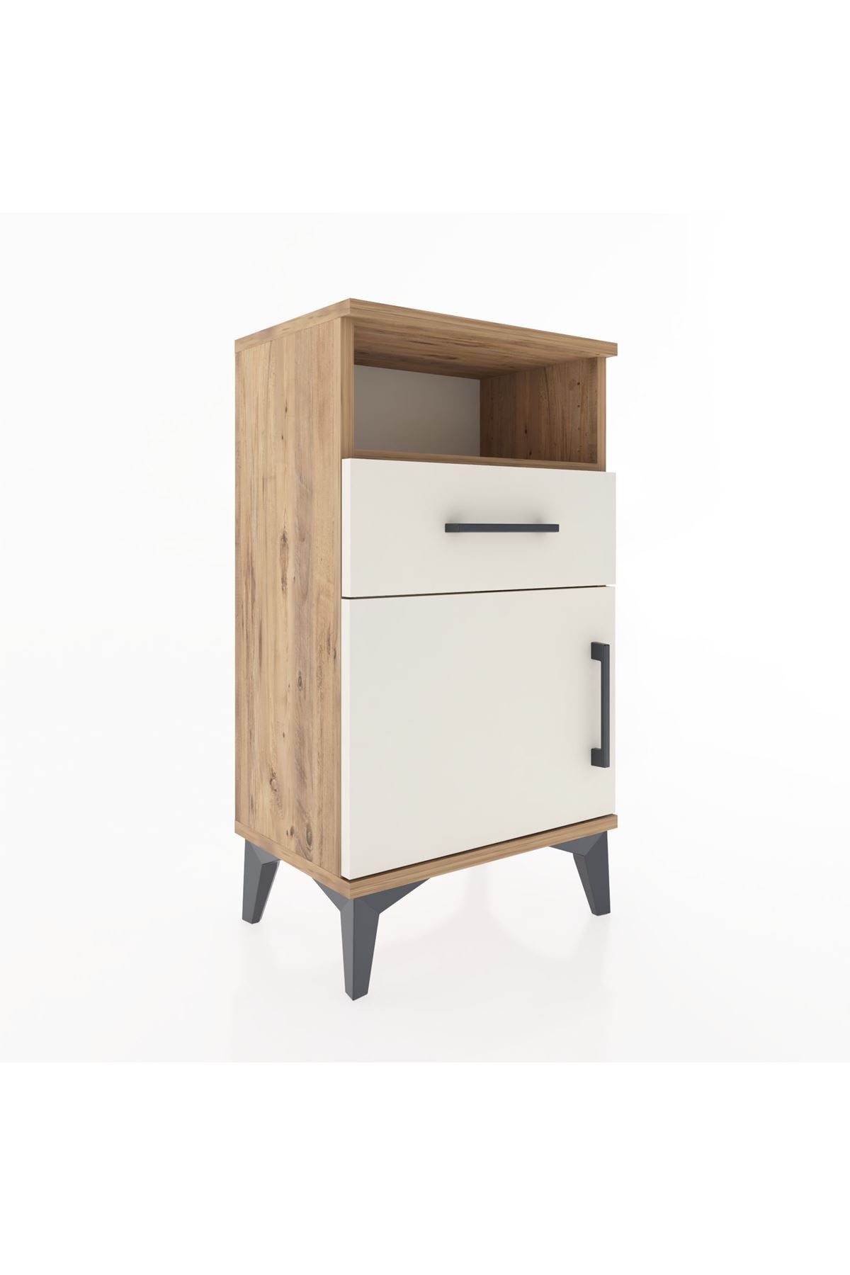 Arges Komodin 2 Raflı Tek Çekmeceli Tek Kapaklı 44x30x80 Çam-Aytaşı