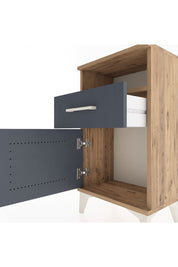 Arges Komodin 2 Raflı Tek Çekmeceli Tek Kapaklı 44x30x80 Çam-Antrasit