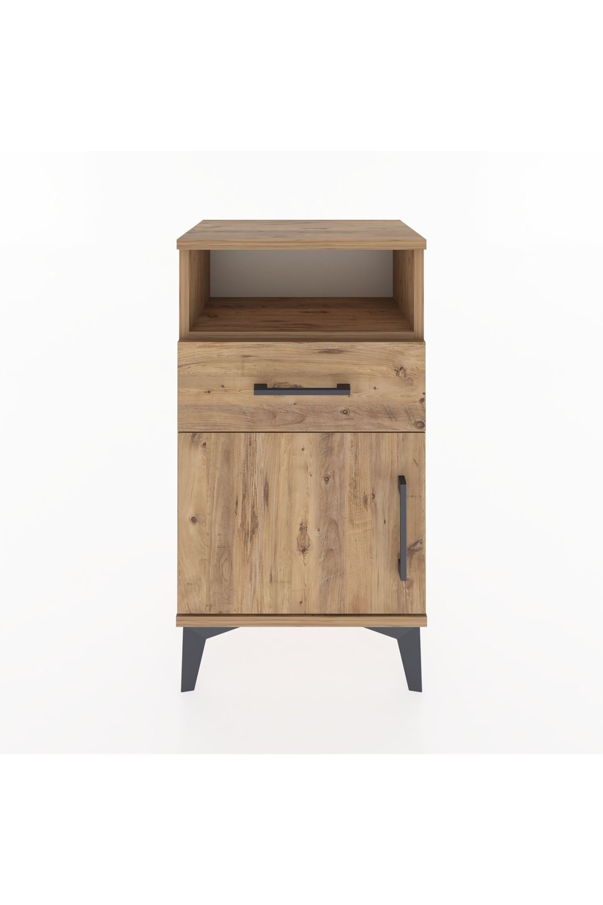 Arges Komodin 2 Raflı Tek Çekmeceli Tek Kapaklı 44x30x80 Çam-Çam