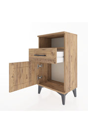 Arges Komodin 2 Raflı Tek Çekmeceli Tek Kapaklı 44x30x80 Çam-Çam