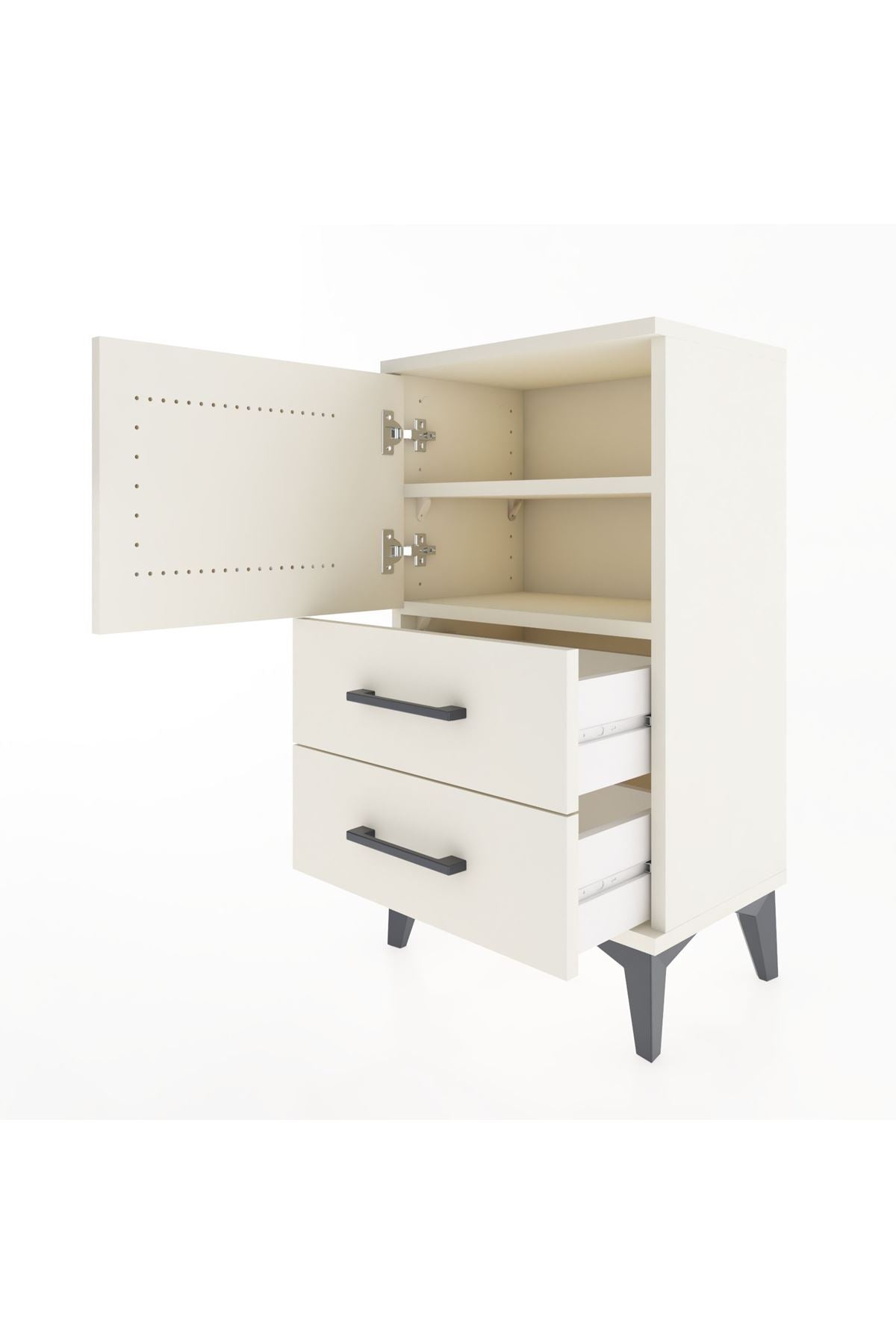 Arges Komodin 2 Raflı 2 Çekmeceli Tek Kapaklı 44x30x80 Aytaşı-Aytaşı