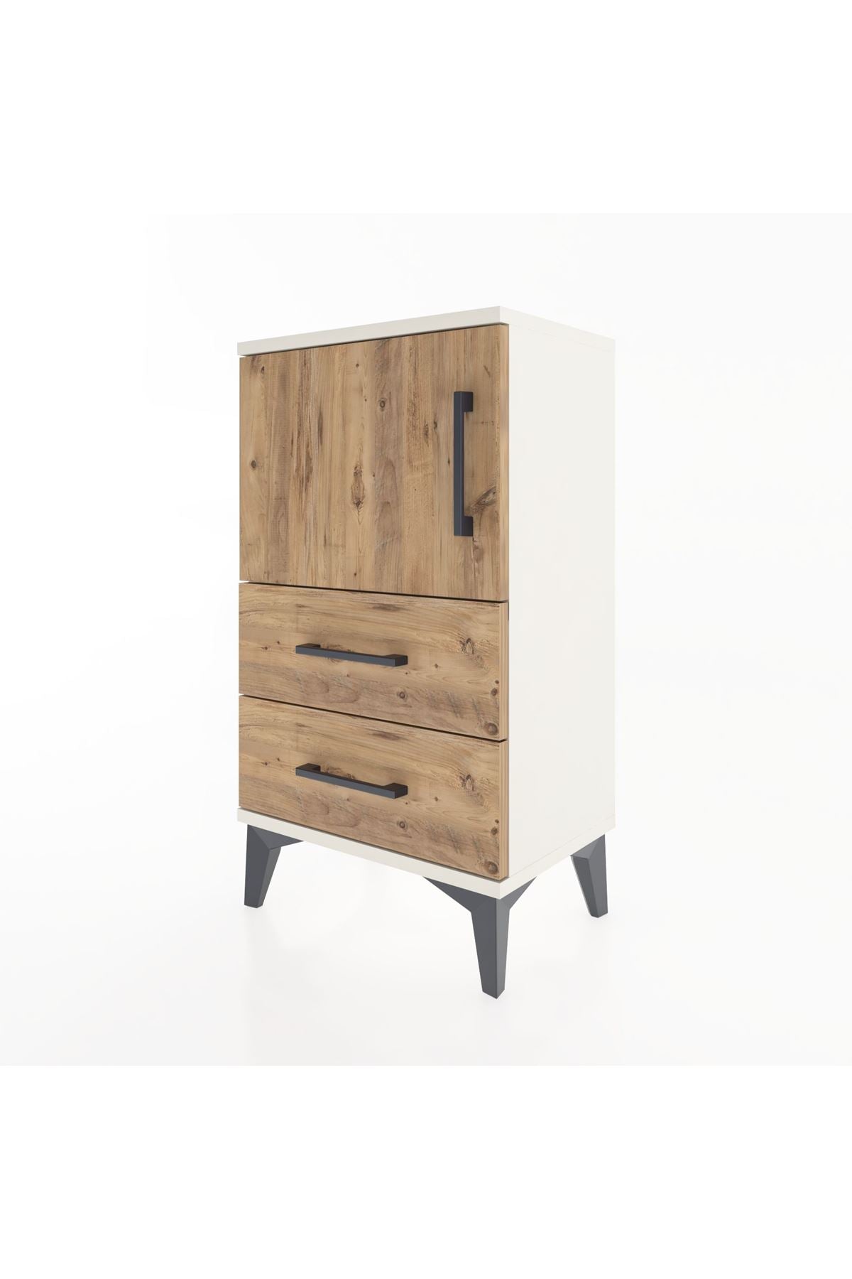 Arges Komodin 2 Raflı 2 Çekmeceli Tek Kapaklı 44x30x80 Aytaşı-Çam