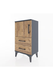 Arges Komodin 2 Raflı 2 Çekmeceli Tek Kapaklı 44x30x80 Antrasit-Çam