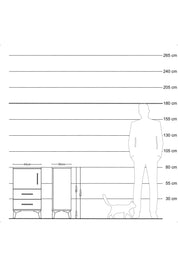 Arges Komodin 2 Raflı 2 Çekmeceli Tek Kapaklı 44x30x80 Antrasit-Çam