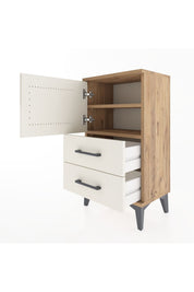 Arges Komodin 2 Raflı 2 Çekmeceli Tek Kapaklı 44x30x80 Çam-Aytaşı