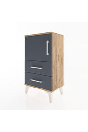 Arges Komodin 2 Raflı 2 Çekmeceli Tek Kapaklı 44x30x80 Çam-Antrasit