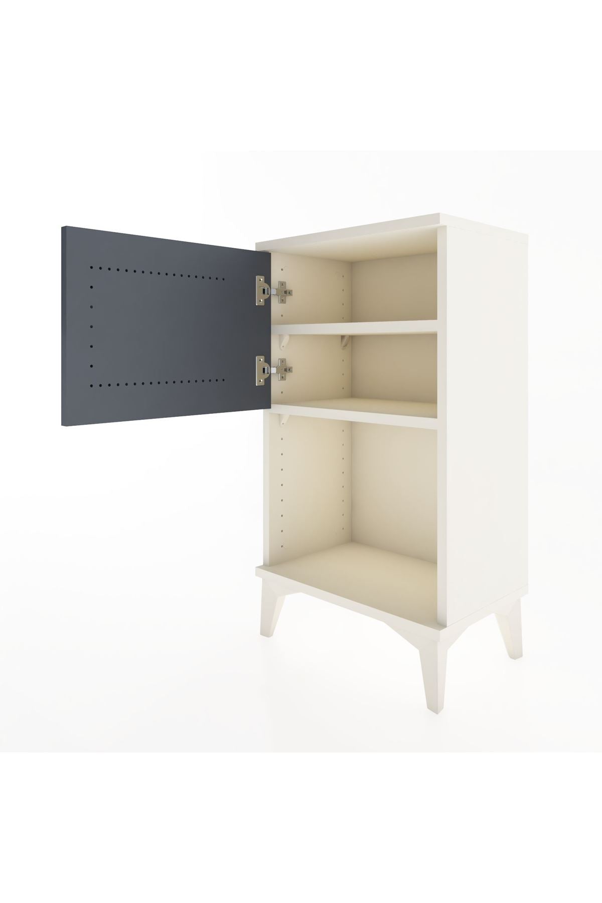 Arges Komodin 2 Raflı Tek Kapaklı 44x30x80 Aytaşı-Antrasit