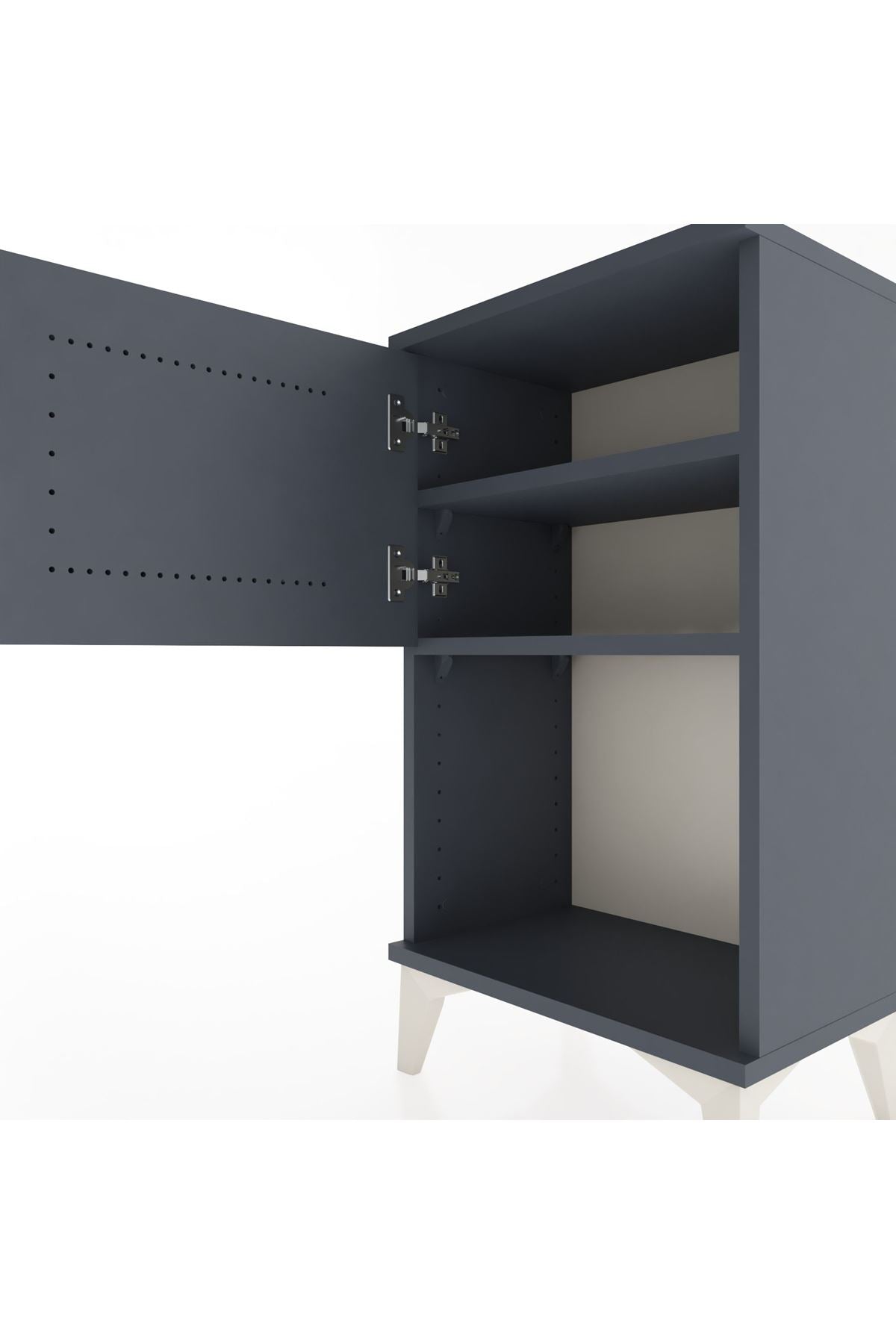 Arges Komodin 2 Raflı Tek Kapaklı 44x30x80 Antrasit-Antrasit