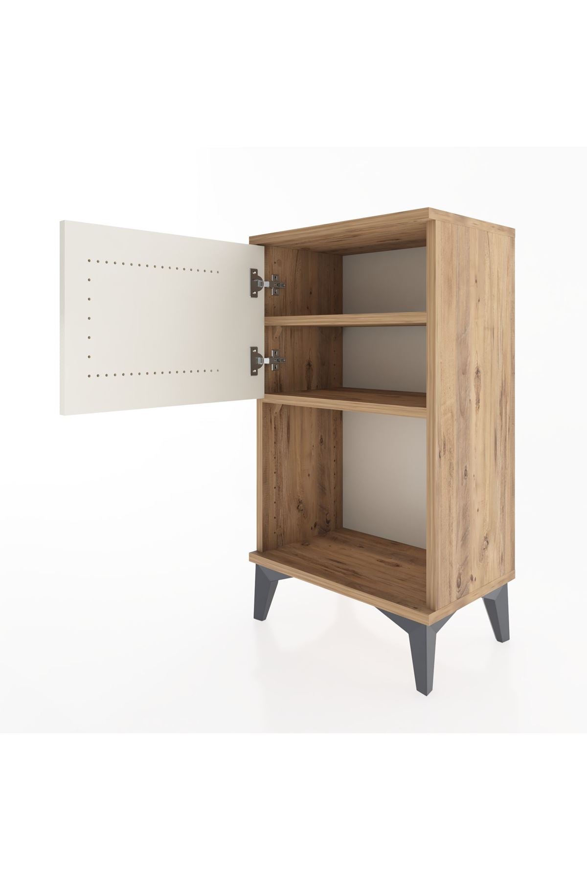 Arges Komodin 2 Raflı Tek Kapaklı 44x30x80 Çam-Aytaşı