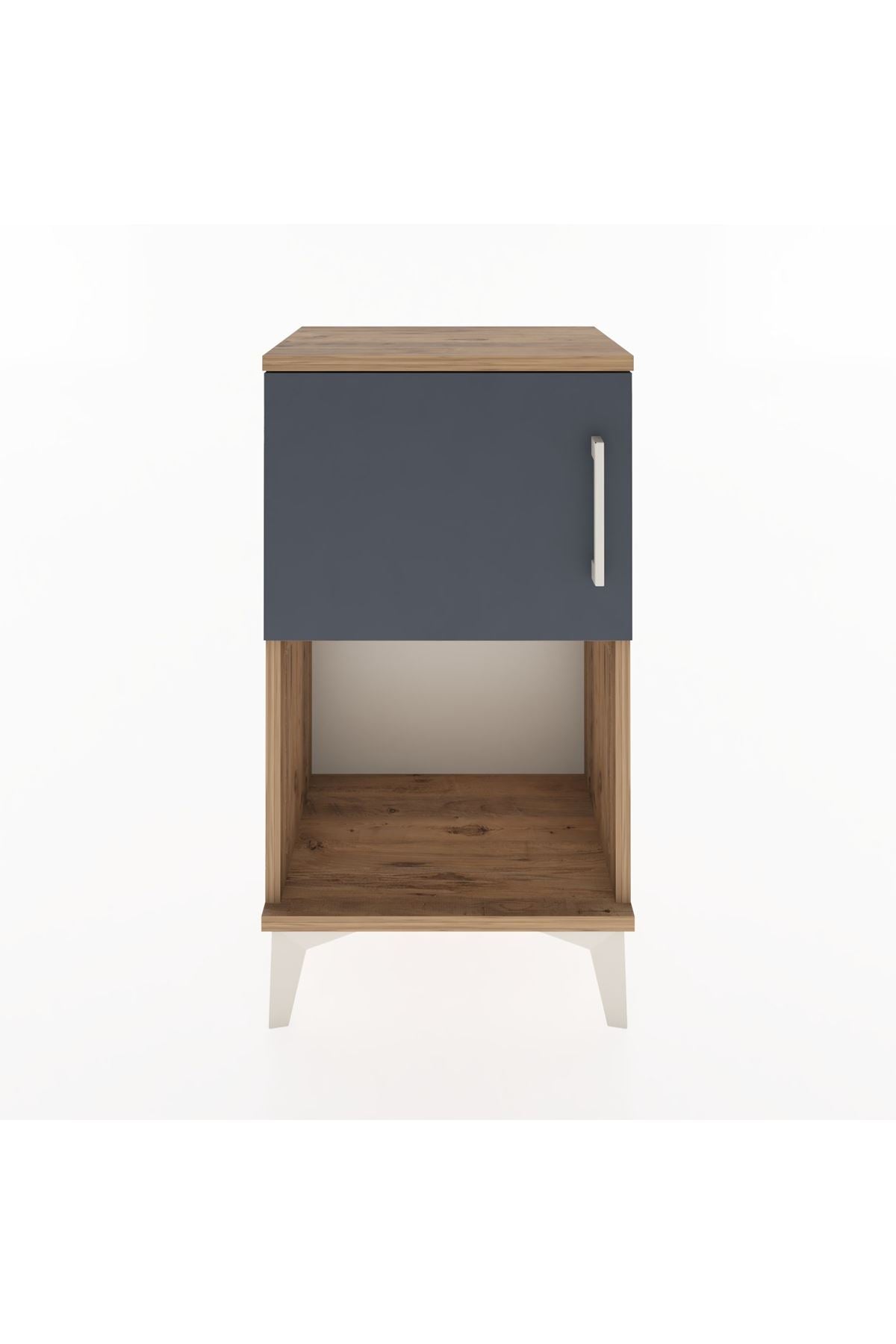 Arges Komodin 2 Raflı Tek Kapaklı 44x30x80 Çam-Antrasit