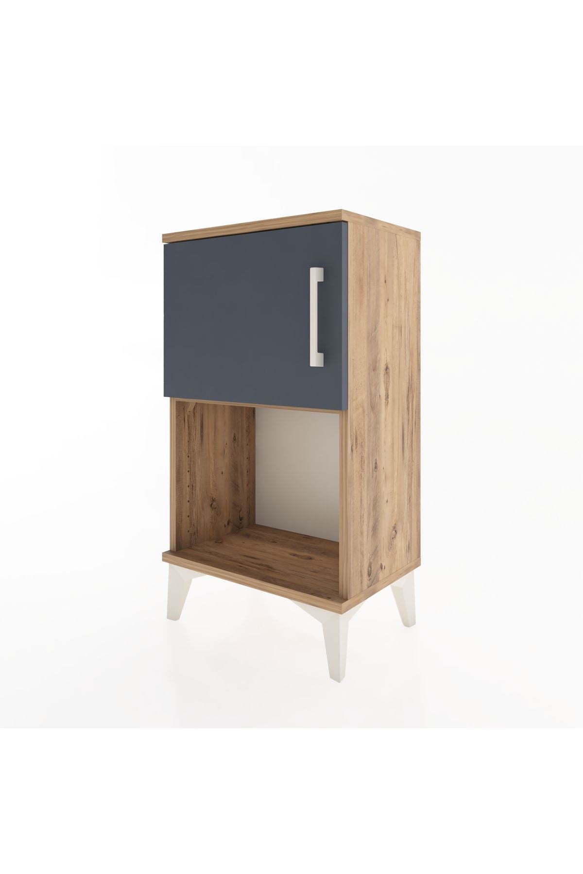 Arges Komodin 2 Raflı Tek Kapaklı 44x30x80 Çam-Antrasit