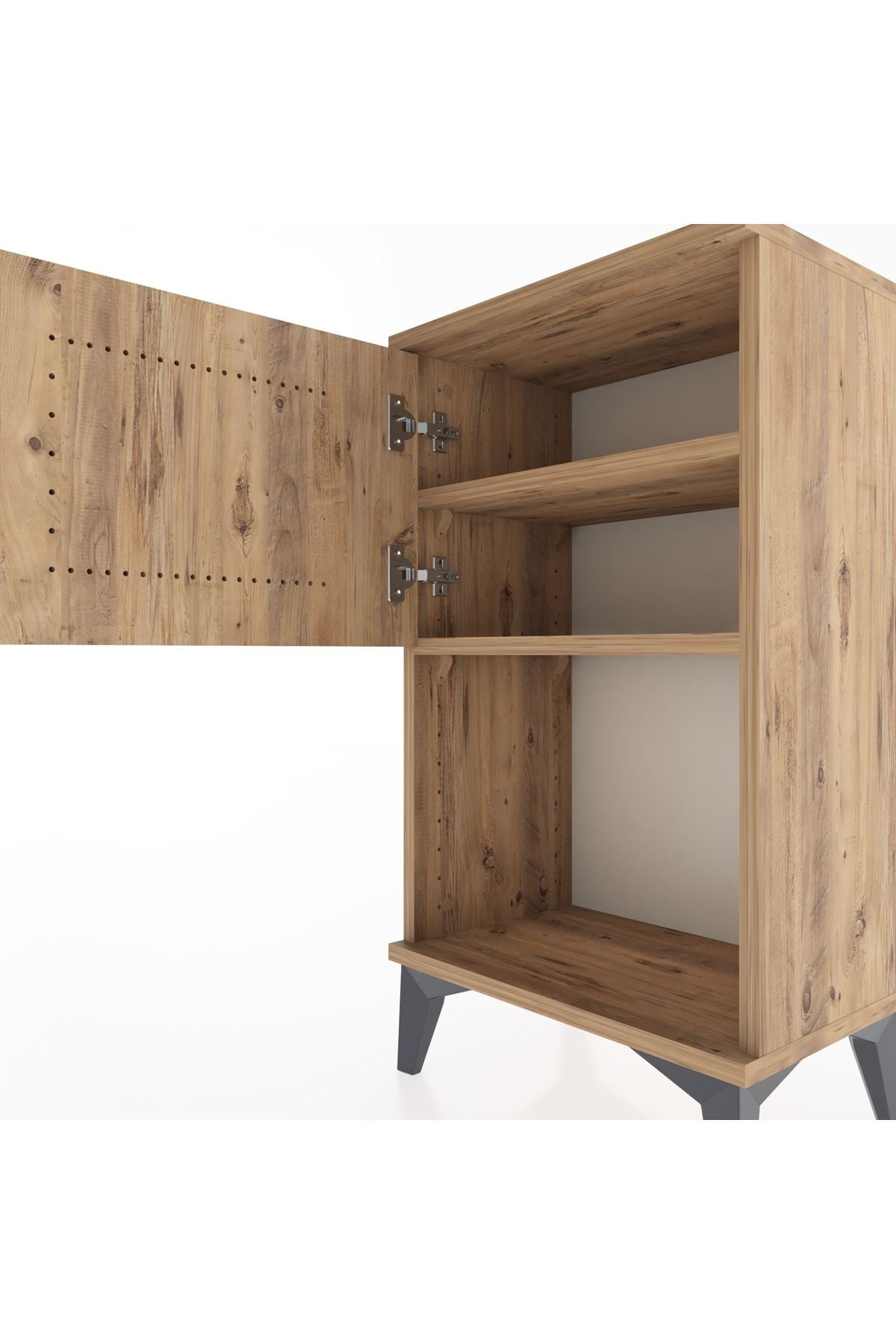 Arges Komodin 2 Raflı Tek Kapaklı 44x30x80 Çam-Çam