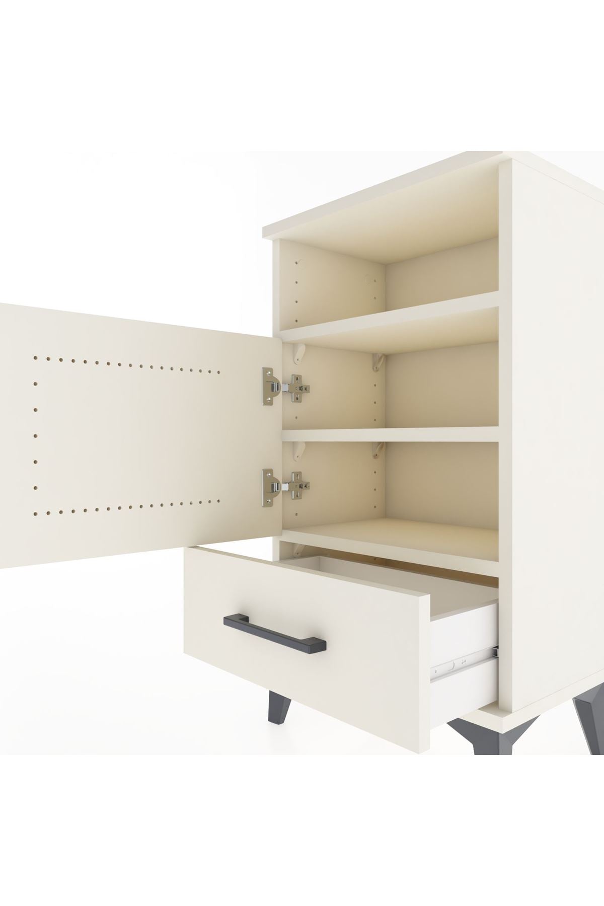 Arges Komodin 3 Raflı Tek Kapaklı 44x30x80 Aytaşı-Aytaşı