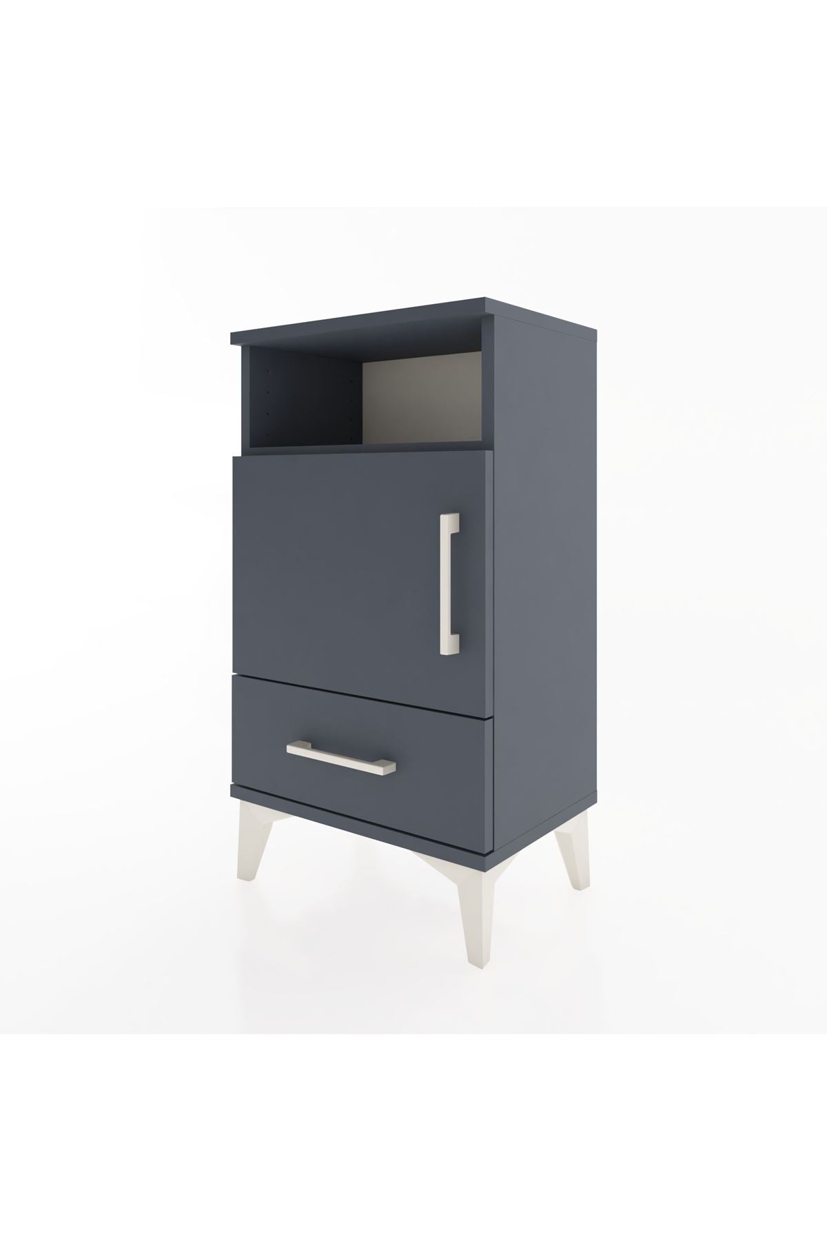 Arges Komodin 3 Raflı Tek Kapaklı 44x30x80 Antrasit-Antrasit