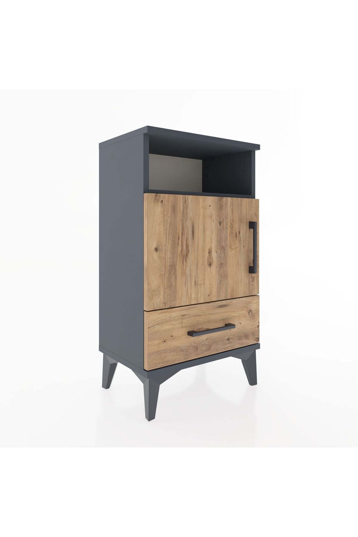 Arges Komodin 3 Raflı Tek Kapaklı 44x30x80 Antrasit-Çam