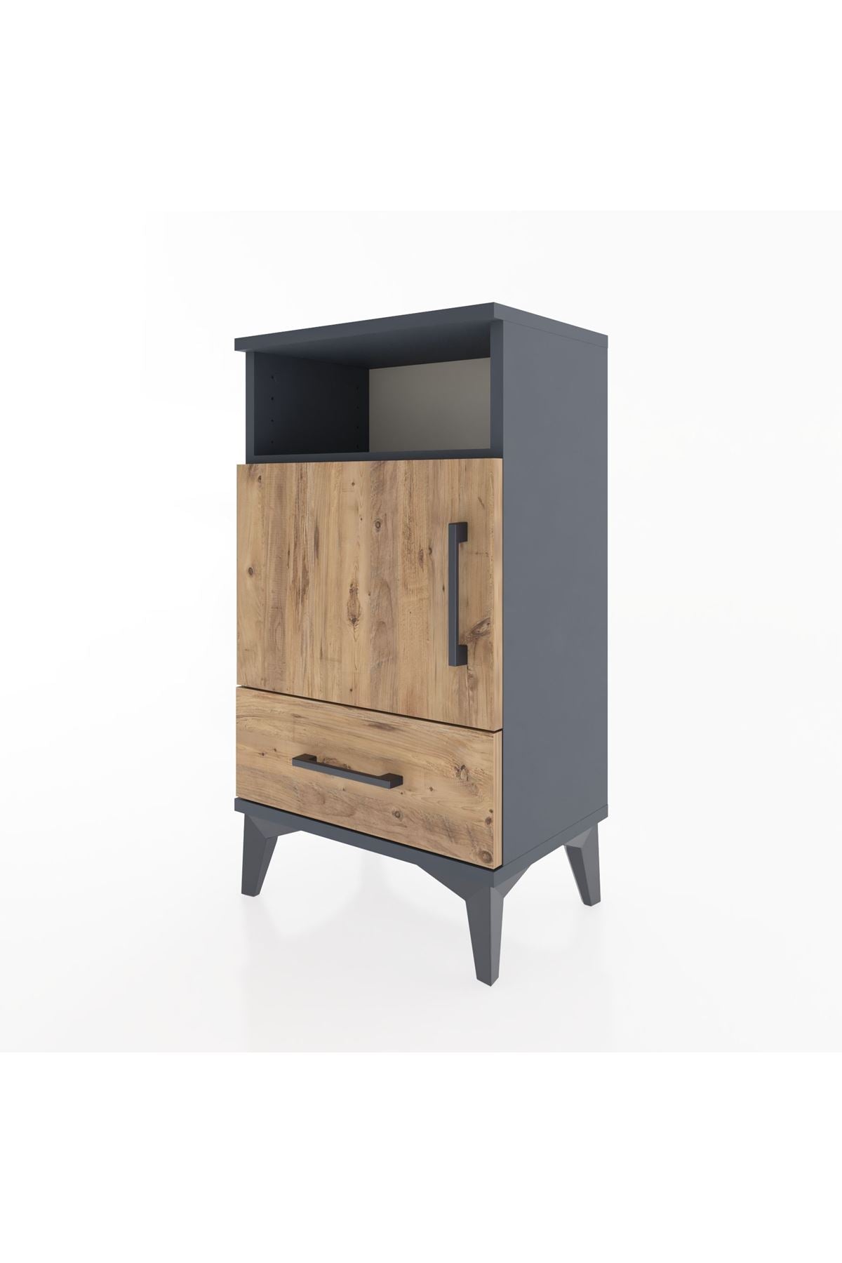 Arges Komodin 3 Raflı Tek Kapaklı 44x30x80 Antrasit-Çam