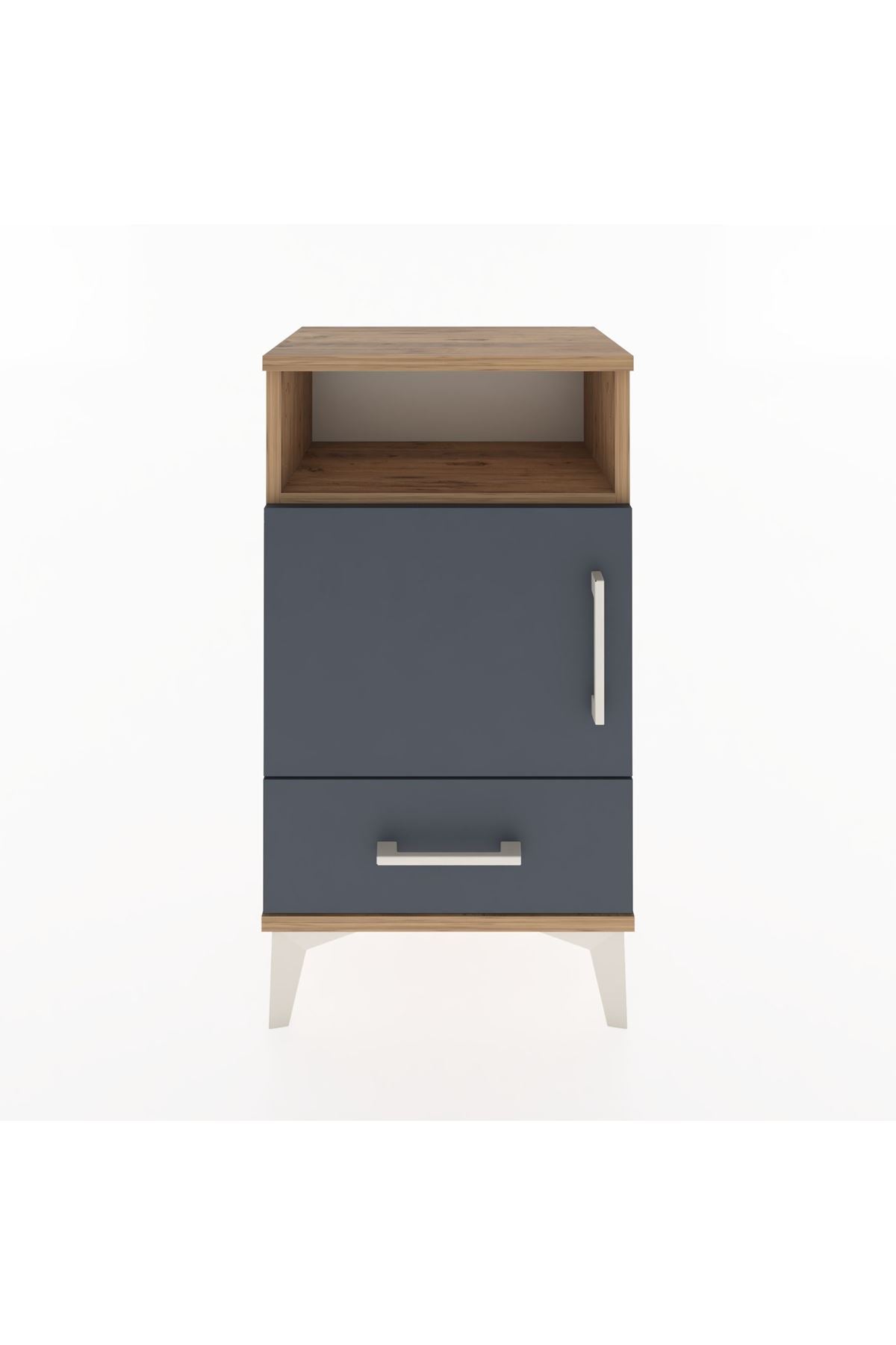 Arges Komodin 3 Raflı Tek Kapaklı 44x30x80 Çam-Antrasit