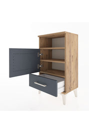 Arges Komodin 3 Raflı Tek Kapaklı 44x30x80 Çam-Antrasit