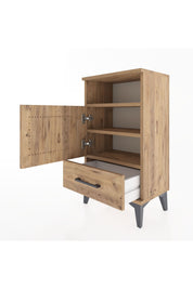 Arges Komodin 3 Raflı Tek Kapaklı 44x30x80 Çam-Çam