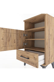 Arges Komodin 3 Raflı Tek Kapaklı 44x30x80 Çam-Çam