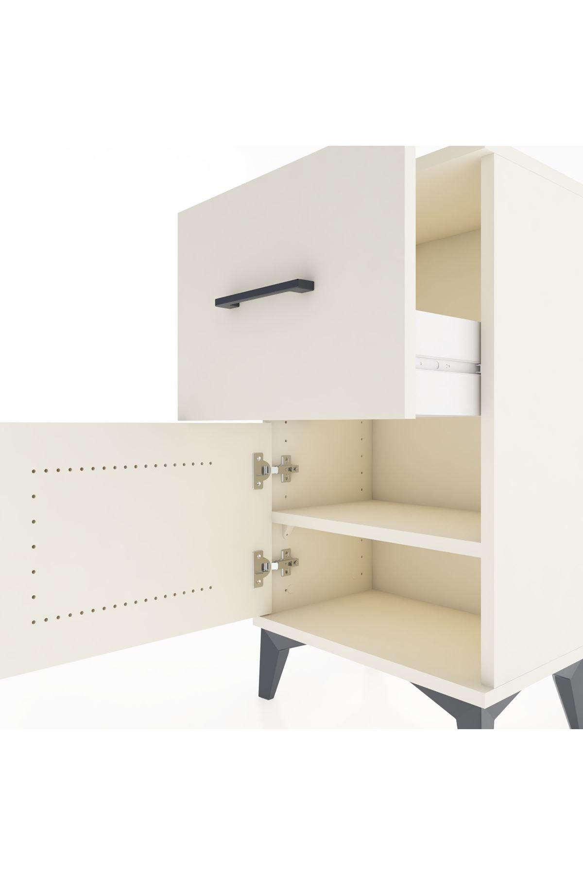 Arges Komodin Tek Raflı Tek Çekmeceli Tek Kapaklı 44x30x80 Aytaşı-Aytaşı