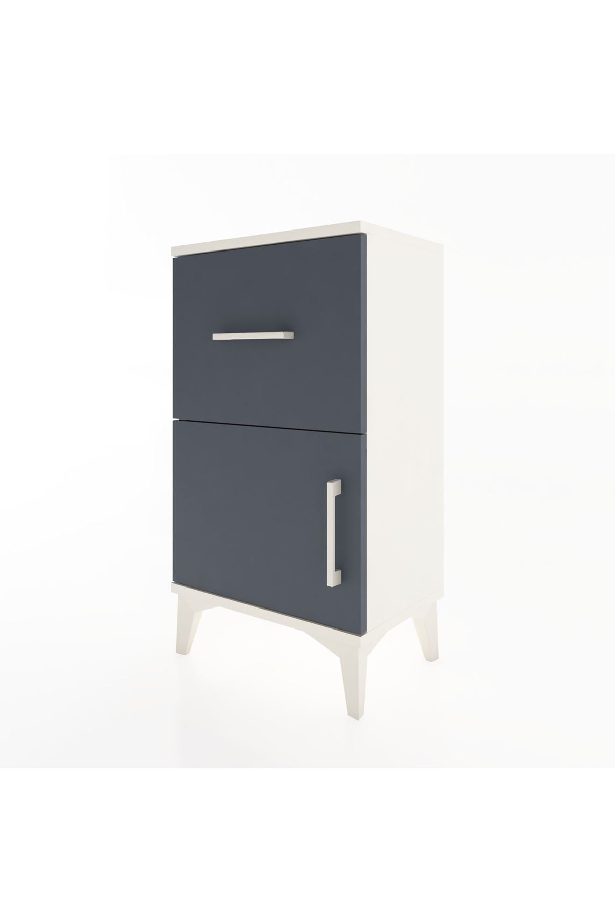 Arges Komodin Tek Raflı Tek Çekmeceli Tek Kapaklı 44x30x80 Aytaşı-Antrasit