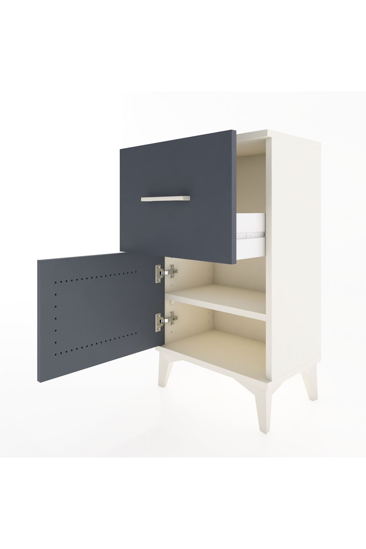 Arges Komodin Tek Raflı Tek Çekmeceli Tek Kapaklı 44x30x80 Aytaşı-Antrasit