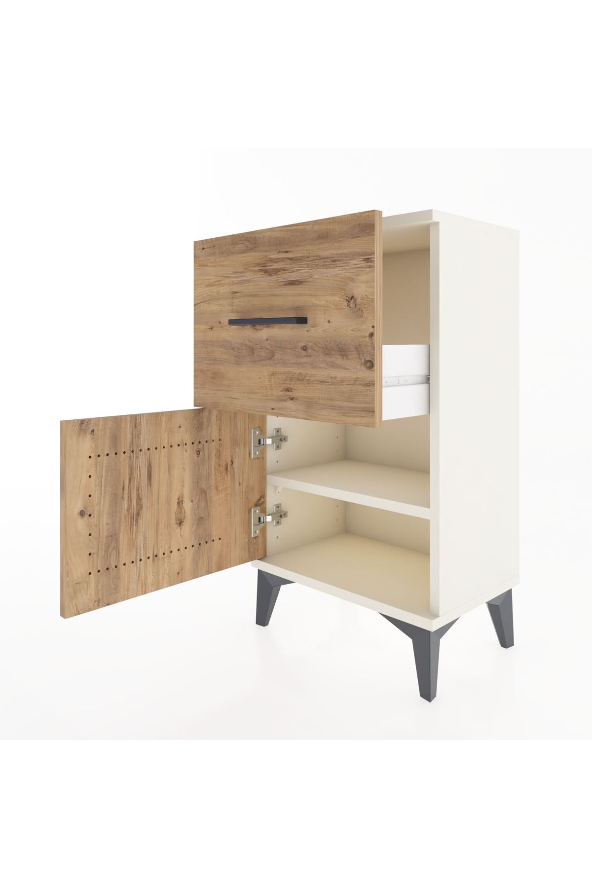 Arges Komodin Tek Raflı Tek Çekmeceli Tek Kapaklı 44x30x80 Aytaşı-Çam