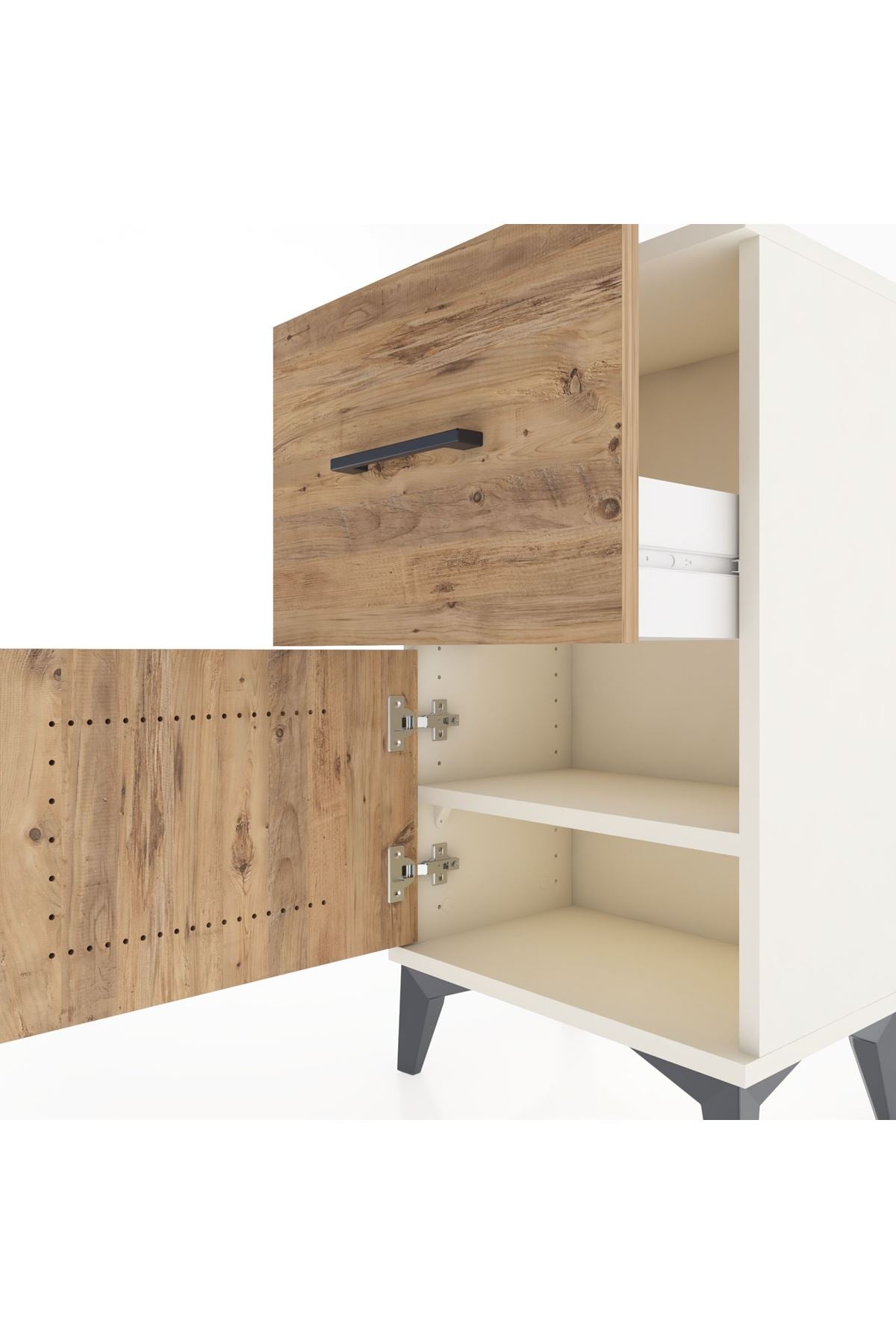 Arges Komodin Tek Raflı Tek Çekmeceli Tek Kapaklı 44x30x80 Aytaşı-Çam