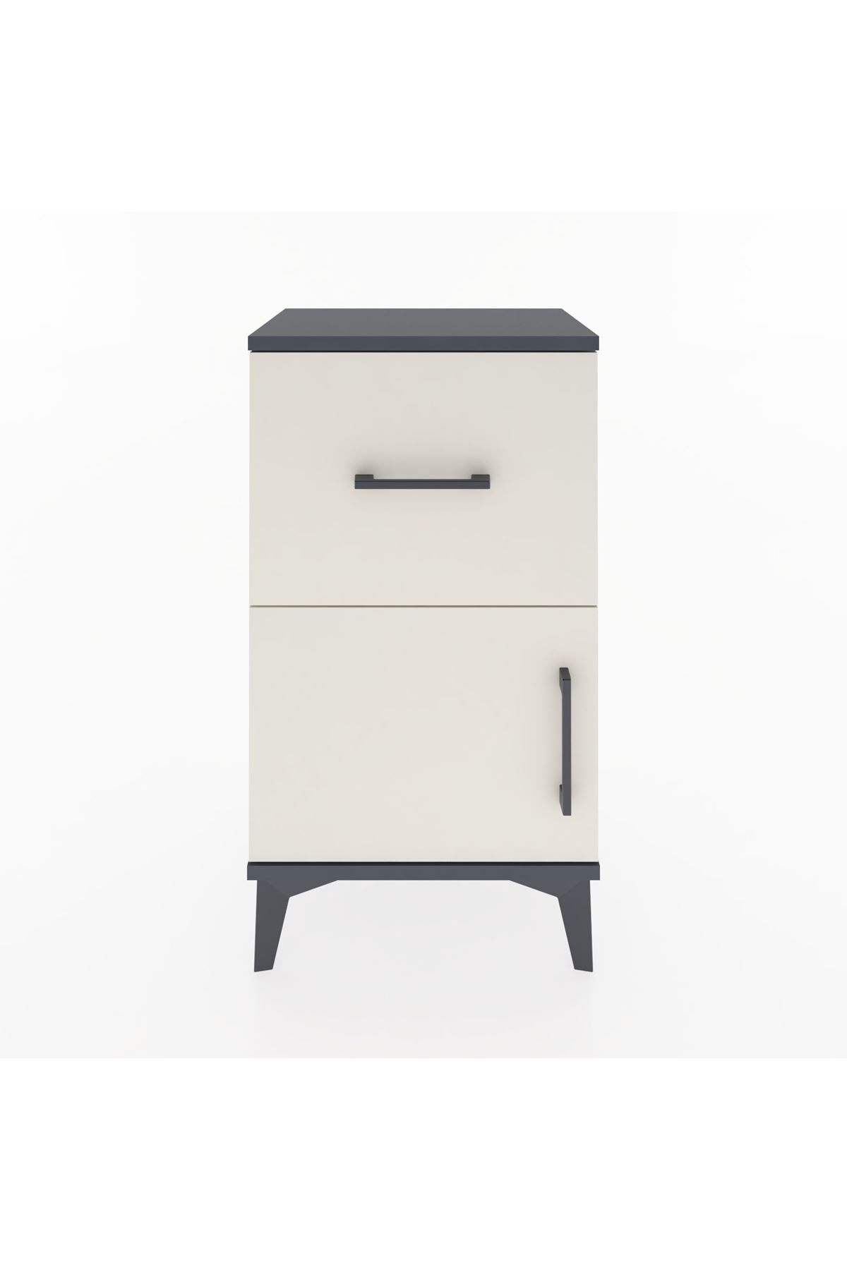 Arges Komodin Tek Raflı Tek Çekmeceli Tek Kapaklı 44x30x80 Antrasit-Aytaşı