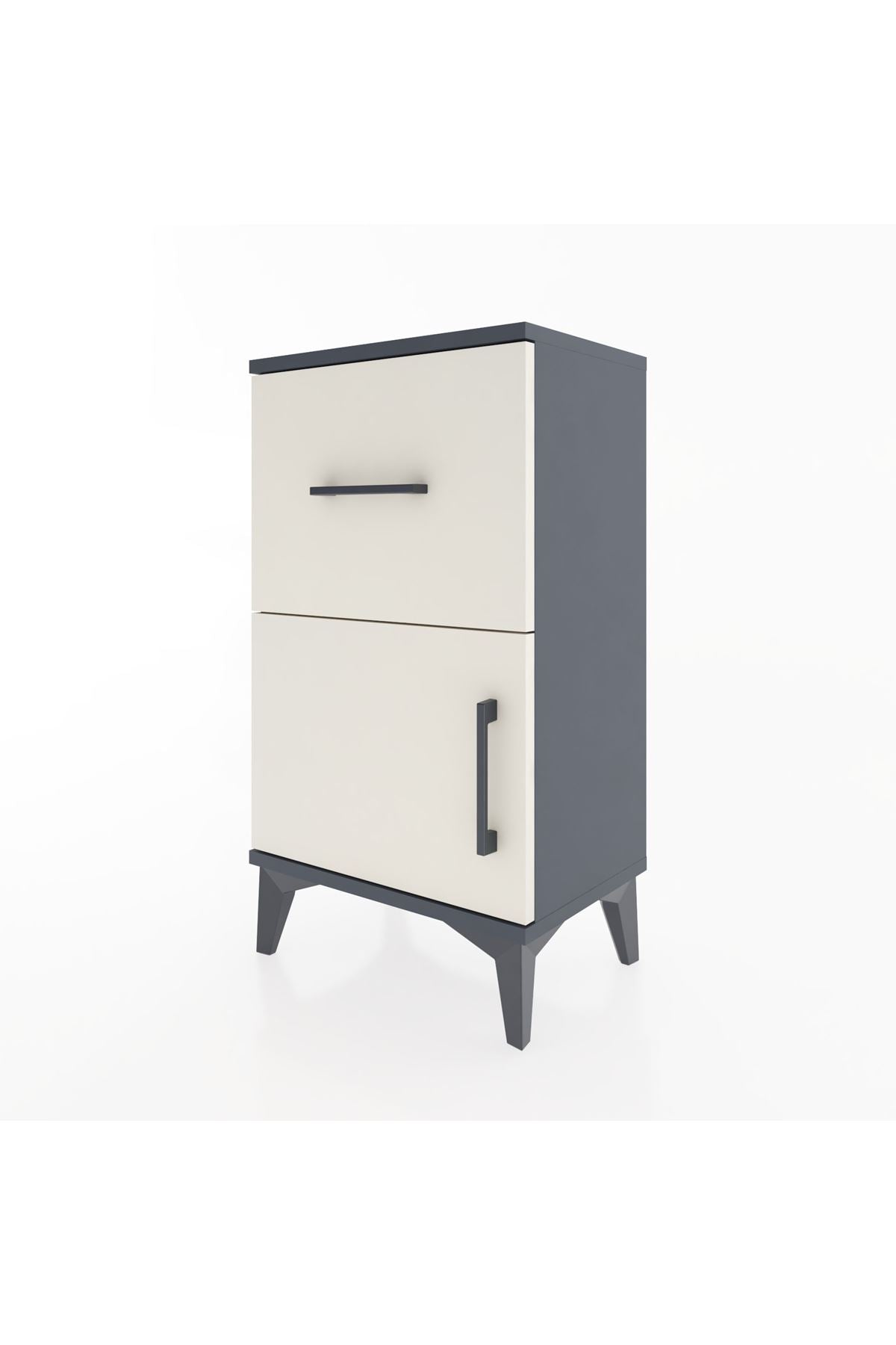 Arges Komodin Tek Raflı Tek Çekmeceli Tek Kapaklı 44x30x80 Antrasit-Aytaşı